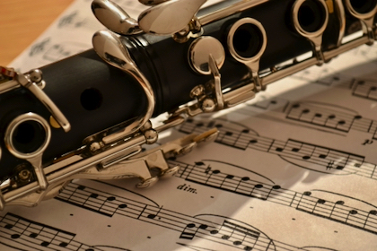 Clarinet on top of some sheet music